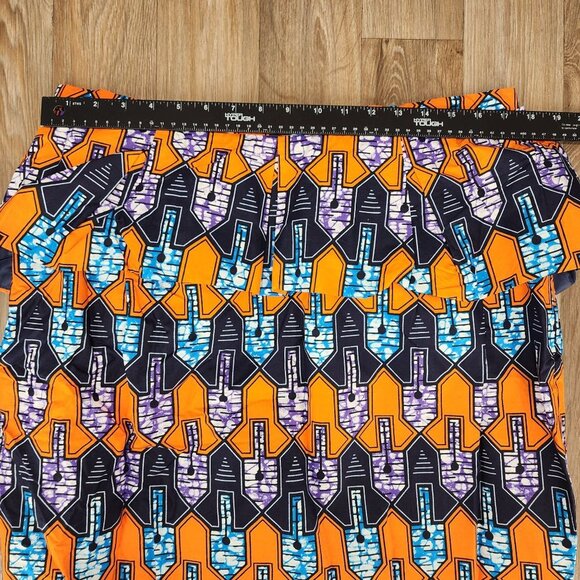 Vibrant Orange and Blue Patterned Skirt - Picture 12 of 16